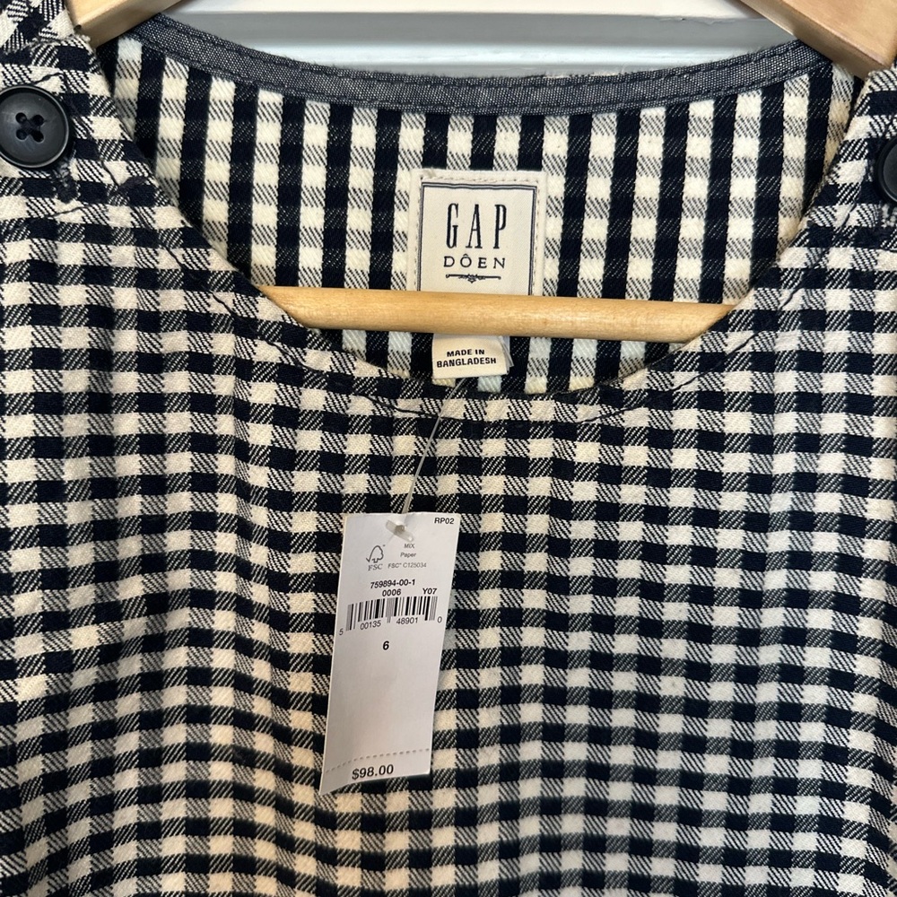 NWT Doen x Gap Blue Check Shift Dress Size 6 - Picture 3 of 5